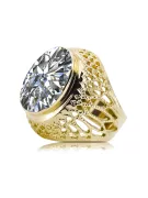 Ring Vintage Stil Zirkon 14 Karat Gelbgold vrc089y